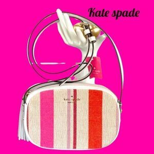 KATE SPADE NWT KOURTNEY STRIPE CAMERA BAG CROSSBODY LEATHER